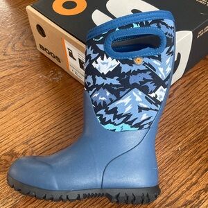 Bogs York Kids' Blue Patterned Insulated Rain/Snow Boots